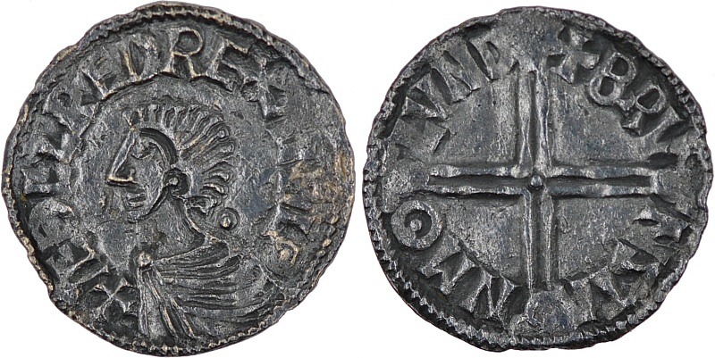 Денарий, Англия, Æthelred II (978-1016), м.д. London, монетарий Brunstan, North 774