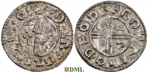 Денарий, Англия, Æthelred II (978-1016), м.д. Thetford, монетарий Boga, North 770