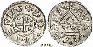 Денарий, Германия, Швабия, Bruno (1006-1029), м.д. Augsburg, монетарий VVI, Hahn 1976, 142a2