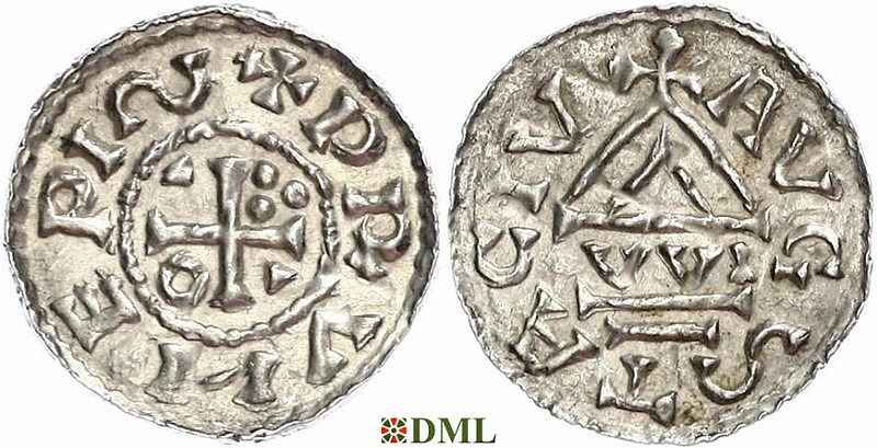 Денарий, Германия, Швабия, Bruno (1006-1029), м.д. Augsburg, монетарий VVI, Hahn 1976, 142a2
