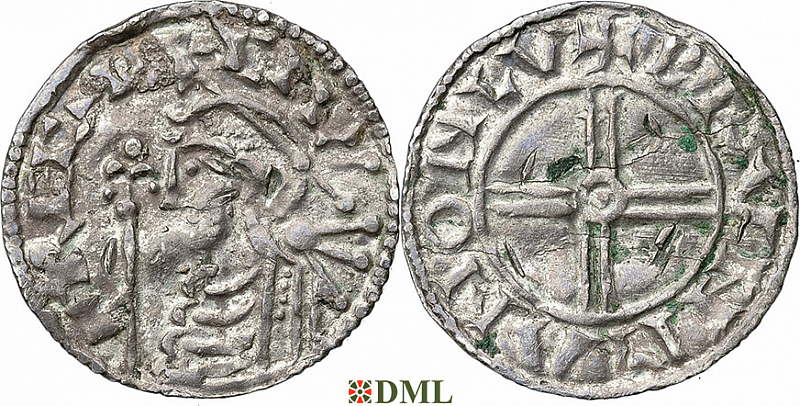 Денарий, Англия, Cnut (1016-1035), м.д. London, монетарий Brvnman, North 790