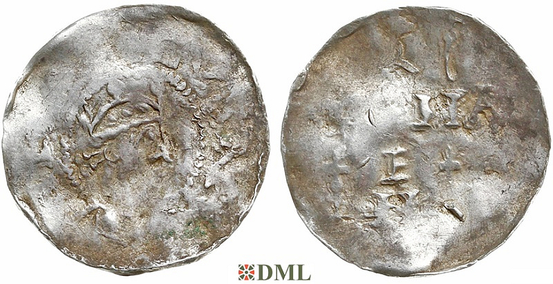 Денарий, Германия, Швабия, Heinrich II (1002-1024), м.д. Strassburg, Dbg. 918