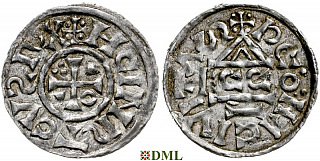 Денарий, Германия, Бавария, Heinrich II (1002-1024), м.д. Regensburg, монетарий ECCO, Hahn 1976, 27c1.3