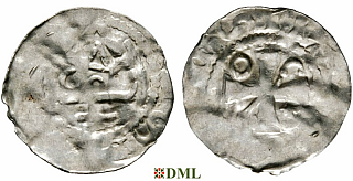 Денарий, Германия, Саксония, Anonymous bishop, м.д. Gittelde, Dbg. 1220