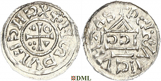 Денарий, Германия, Бавария, Heinrich II (1002-1024), м.д. Regensburg, монетарий SICCI, Hahn 1976, 27h1