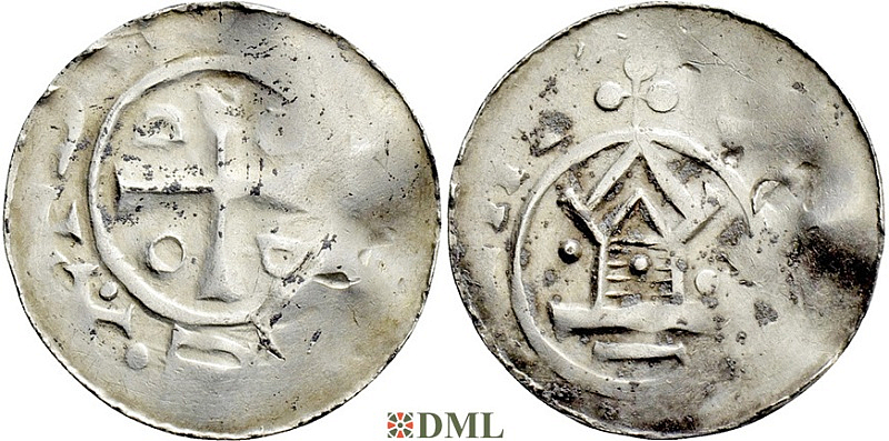 Денарий, Германия, Саксония, Нижняя Саксония , Otto III (983-1002), м.д. Goslar, type OAP