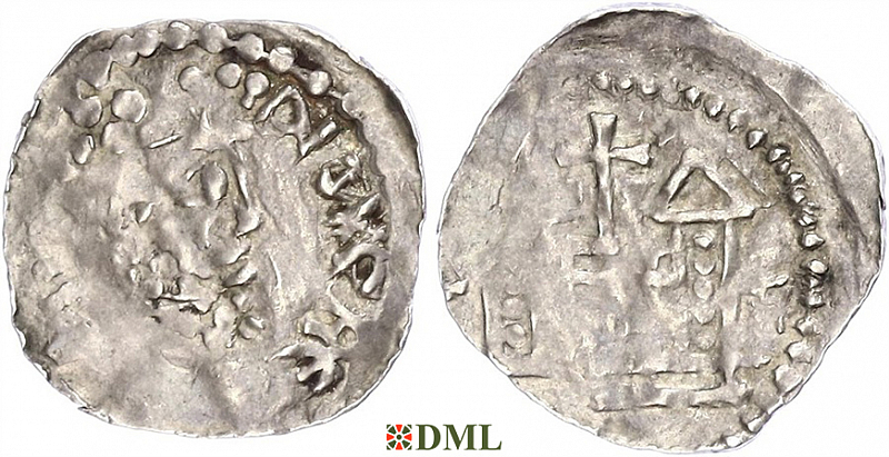 Денарий, Германия, Верхняя Лотарингия, Heinrich II (1002-1024), м.д. Trier, Dbg. 462