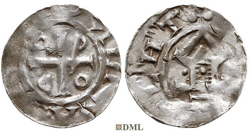 Денарий, Германия, Саксония, Нижняя Саксония, Otto III (983-1002), м.д. Goslar, type OAP