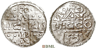 Денарий, Германия, Бавария, Heinrich V (1018-1026), м.д. Regensburg, монетарий ECCO, Hahn 1976, 31d1