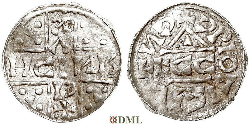 Денарий, Германия, Бавария, Heinrich V (1018-1026), м.д. Regensburg, монетарий ECCO, Hahn 1976, 31d1