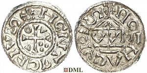Денарий, Германия, Бавария, Heinrich II (1002-1024), м.д. Regensburg, монетарий OWNI, Hahn 1976, 27j2