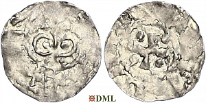 Денарий, Германия, Швабия, Hermann II (Hg. Schwaben) (997-1003), м.д. Zurich, Dbg. -