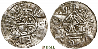 Денарий, Германия, Швабия, Liutolf (989-995), м.д. Augsburg, монетарий WI, Hahn 1976, 138a1.3