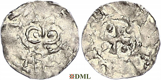 Денарий, Германия, Швабия, Hermann II (Hg. Schwaben) (997-1003), м.д. Zurich, Dbg. -