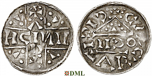 Денарий, Германия, Бавария, Heinrich V (1018-1023), м.д. Regensburg, монетарий OCII, Hahn 1976, 31f4