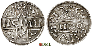 Денарий, Германия, Бавария, Heinrich V (1018-1023), м.д. Regensburg, монетарий OCII, Hahn 1976, 31f4