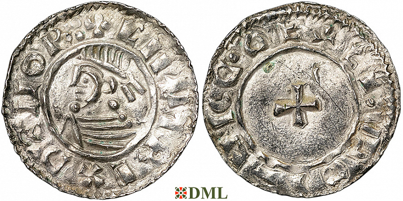 Денарий, Дания, Knut (1018-1035), м.д. Lund, Hbg. 1