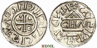 Денарий, Германия, Бавария, Heinrich II (1002-1024), м.д. Nabburg, монетарий CHA, Hahn 1976, 76a1