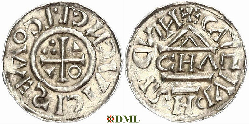 Денарий, Германия, Бавария, Heinrich II (1002-1024), м.д. Nabburg, монетарий CHA, Hahn 1976, 76a1