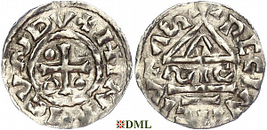 Денарий, Германия, Бавария, Heinrich II (985–995), м.д. Regensburg, монетарий SIC, Hahn 1976, 22g1