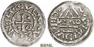 Денарий, Германия, Бавария, Heinrich II (985–995), м.д. Regensburg, монетарий WΛO, Hahn 1976, 22f2