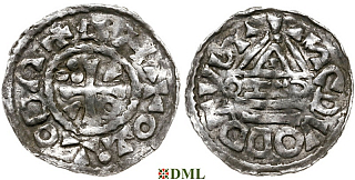 Денарий, Германия, Бавария, Heinrich II (1002-1024), м.д. Salzburg, монетарий CEZO, Hahn 1976, 89a2.3