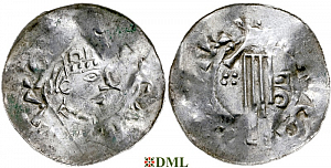 Денарий, Германия, Швабия, Heinrich II (1002-1024), м.д. Esslingen, Dbg. 951