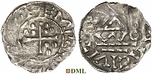 Денарий, Германия, Бавария, Heinrich II (955-976), м.д. Regensburg, монетарий WO, Hahn 1976, 15k4