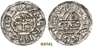 Денарий, Германия, Бавария, Heinrich II (985–995), м.д. Regensburg, монетарий SIC, Hahn 1976, 22g1