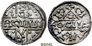 Денарий, Германия, Бавария, Heinrich V (1018-1026), м.д. Regensburg, монетарий OCII, Hahn 1976, 31f2