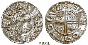 Денарий, Англия, Æthelred II (978-1016), м.д. London, монетарий Ælfnoth, North 770