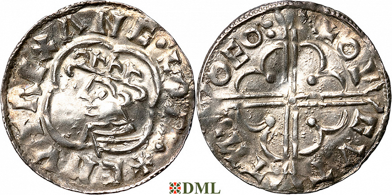Денарий, Англия, Cnut  (1016-1035), м.д. York, монетарий Osgod, North 781