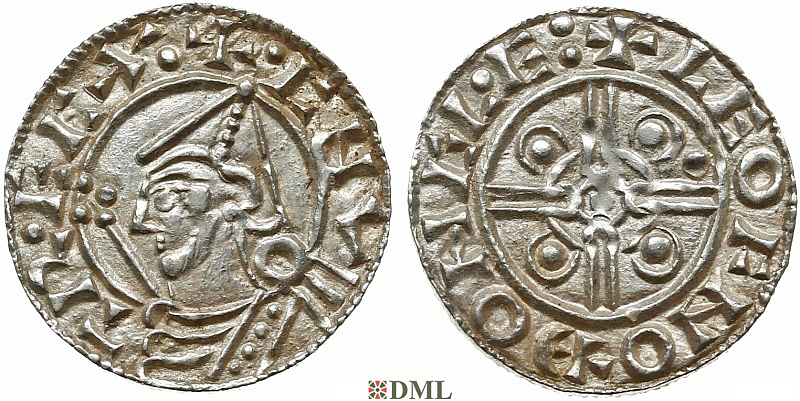 Денарий, Англия, Cnut  (1016-1035), м.д. Gloucester, монетарий Leofnoth, North 787
