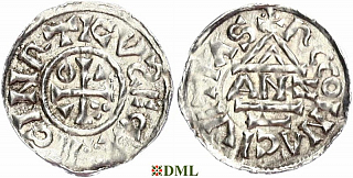 Денарий, Германия, Бавария, Heinrich II (1002-1024), м.д. Regensburg, монетарий ANZO, Hahn 1976, 27a2