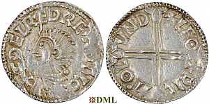 Денарий, Англия, Æthelred II (978-1016), м.д. London, монетарий Leofric, North 774