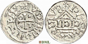 Денарий, Германия, Бавария, Heinrich II (1002-1024), м.д. Regensburg, монетарий CICII, Hahn 1976, 27b1