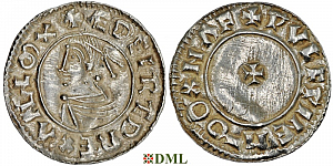 Денарий, Англия, Æthelred II (978-1016), м.д. Oxford, монетарий Wulfwine, North 773
