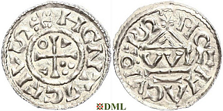 Денарий, Германия, Бавария, Heinrich II (1002-1024), м.д. Regensburg, монетарий OWNI, Hahn 1976, 27j2