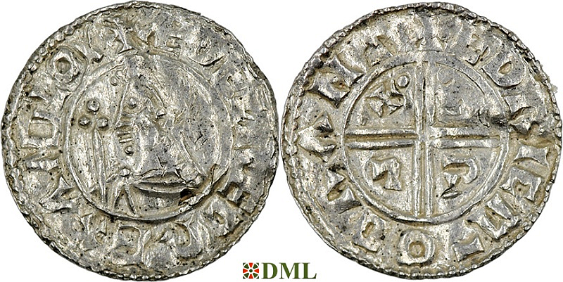 Денарий, Англия, Æthelred II (978-1016), м.д. Cambridge, монетарий Eadric, North 770