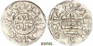 Денарий, Германия, Бавария, Heinrich II (1002-1024), м.д. Salzburg, монетарий OZO, Hahn 1976, 89a5