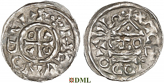Денарий, Германия, Бавария, Heinrich IV (995-1002), м.д. Salzburg, монетарий CZO, Hahn 1976, 87a1.1