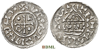 Денарий, Германия, Бавария, Heinrich IV (995-1002), м.д. Regensburg, монетарий SIC, Hahn 1976, 25d1