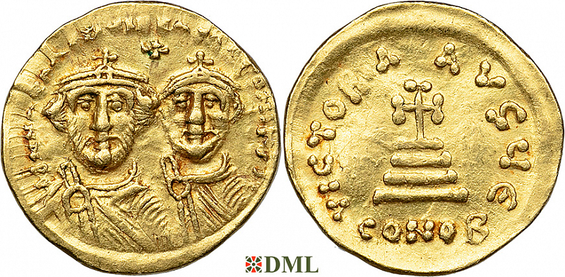 Солид, Византия, Heraclius (610-641) и Heraclius Constantine (613–641), м.д. Constantinople