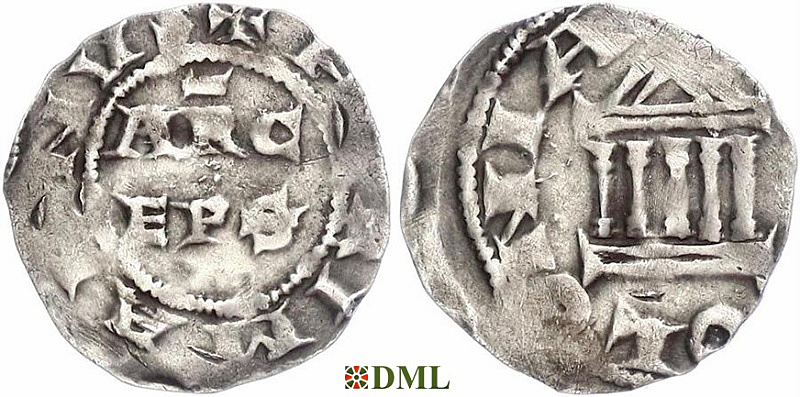 Денарий, Германия, Нижняя Лотарингия, Konrad II (1027-1039), Hermann II (1036-1056), м.д. Koln, Dbg. 388