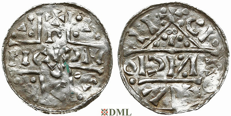 Денарий, Германия, Бавария, Heinrich V (1018-1026), м.д. Regensburg, монетароий CИCIO, Hahn 1976, 31e3