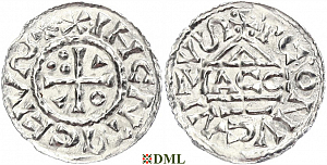 Денарий, Германия, Бавария, Heinrich II (1002-1024), м.д. Regensburg, монетарий MΛCCO, Hahn 1976, 27f1