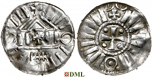 Денарий, Германия, Саксония, Anonymous bishop, Sachesnpfennig, Kilger 2000, KN 1