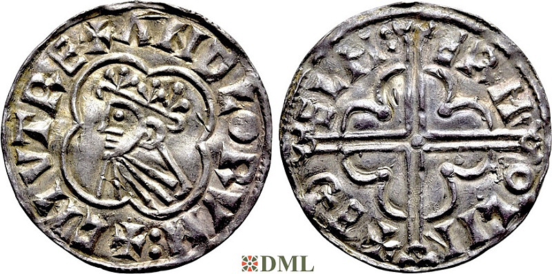 Денарий, Англия, Cnut (1016-1035), м.д. Lincoln, монетарий Æthelmær, North 781