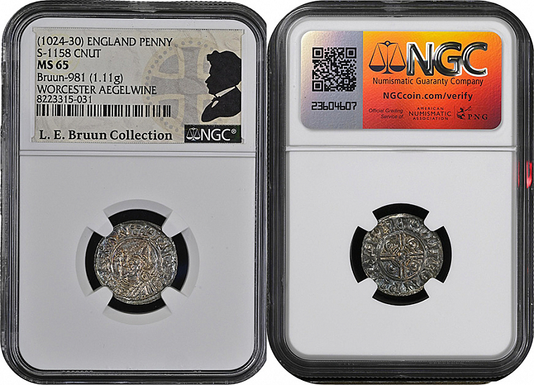 Денарий, Англия, Cnut (1016-1035), м.д. Worcester, монетарий Ægelwine, North 787