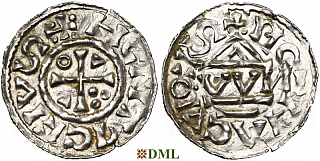 Денарий, Германия, Бавария, Heinrich II (1002-1024), м.д. Regensburg, монетарий OWNI, Hahn 1976, 27j2